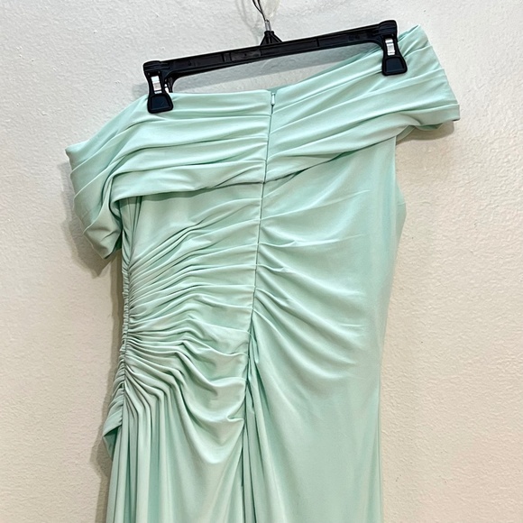 Mac Duggal Ieena 26484 Ruched Off the Shoulder Midi Dress - Picture 6 of 10